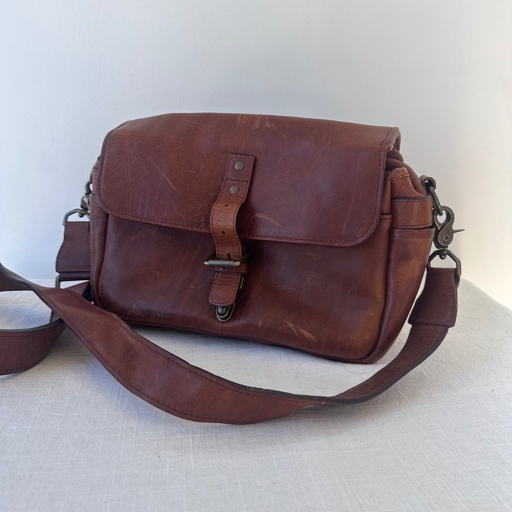 ONA The Bowery Leather Camera Bag Messenger Crossbody Antique Cognac‎ Brown